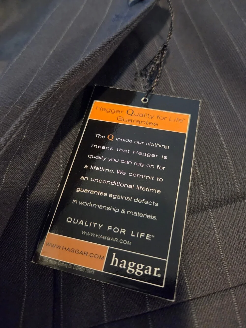 Haggar Sport Coat Blazer Mens 48L Navy Blue Pinstripe Suit Jacket Academia NEW